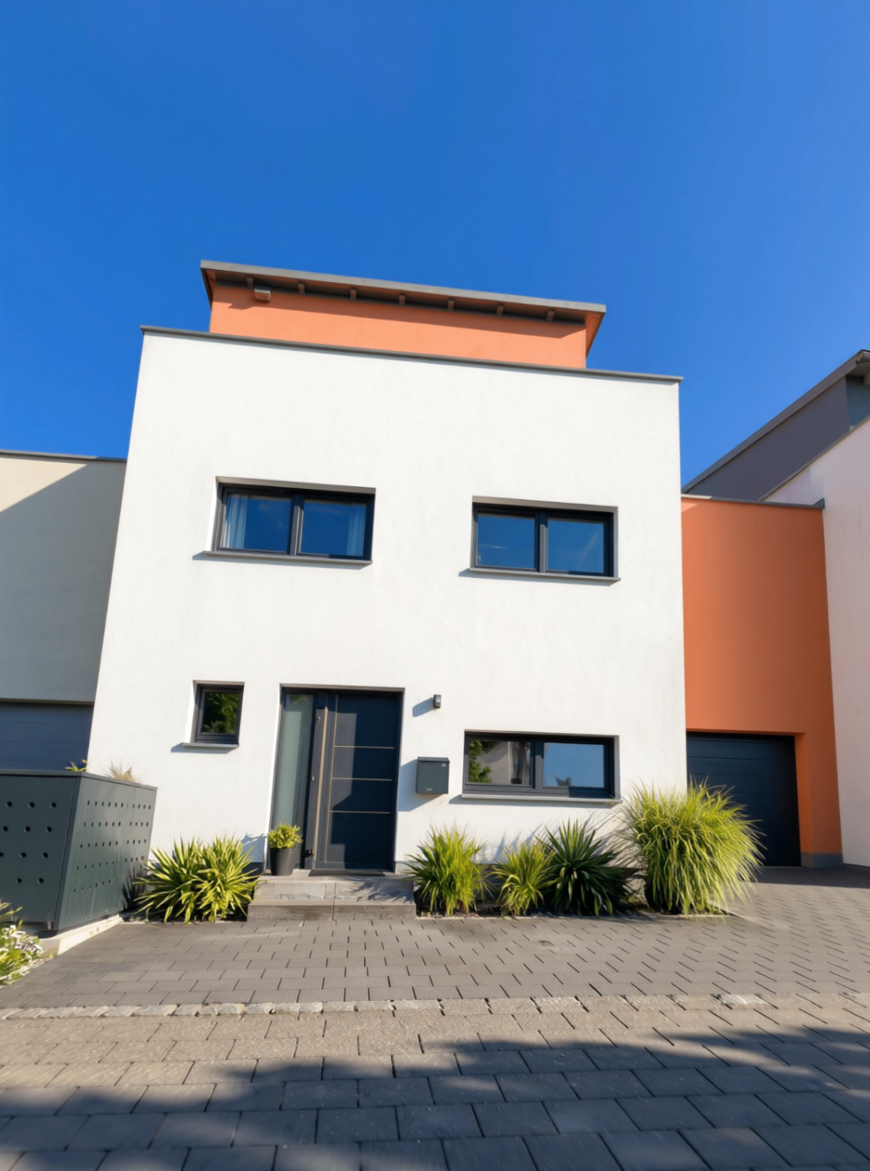 Frontale Außenansicht des Einfamilienhauses in Erding